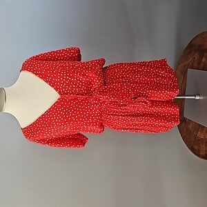 La Classe Couture: Red & White Polka  Dot V Neck Romper